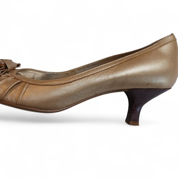 Franco Sarto Metallic Gold Kitten Heel Loafers — Women’s 8.5 - Picture 13 of 16